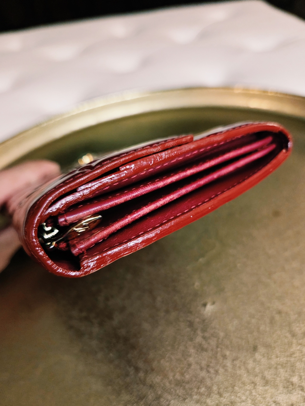Authentic Louis Vuitton Sarah Wallet Pomme D'Amour Red Vernis Patent Leather - Picture 6 of 15